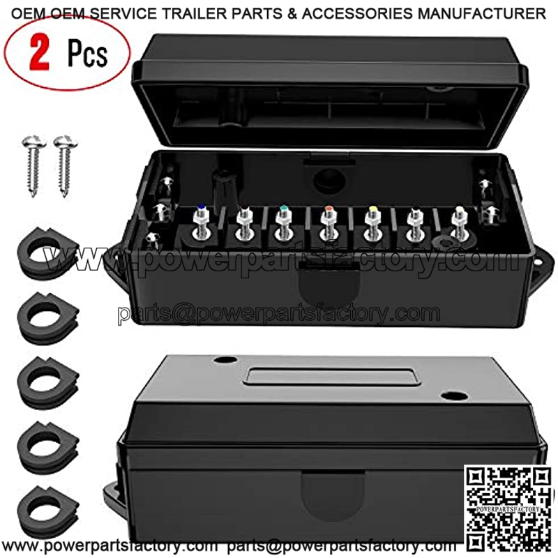 2PACK 7 Way Electric ical Trailer Junction Box 7 Gang Trailer Wire