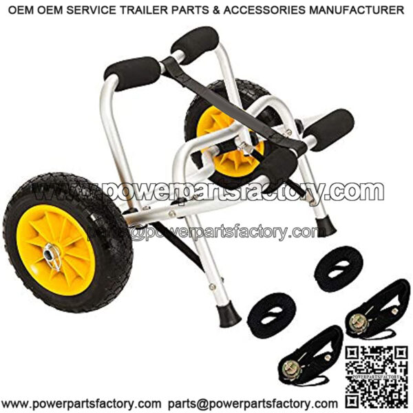 Bonnlo Boat Kayak Canoe Cart Carrier Dolly Trailer Tote Trolley Transport Kayak Accessories Large with 20x2mm Aluminum Pipe Double Kickstands, Inflation Free Solid Tire Wheels, 2 Ratchet Straps