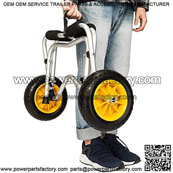 Bonnlo Boat Kayak Canoe Cart Carrier Dolly Trailer Tote Trolley Transport Kayak Accessories Large with 20x2mm Aluminum Pipe Double Kickstands, Inflation Free Solid Tire Wheels, 2 Ratchet Straps - Image 5