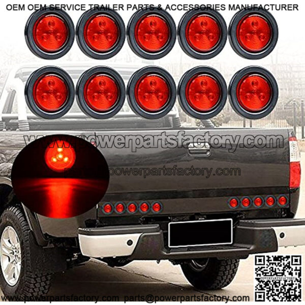10X 4 LED 2.5" RED Round Brake Tail Stop Marker Light Compatible with Trailer Truck RV UTE UTV - Image 2