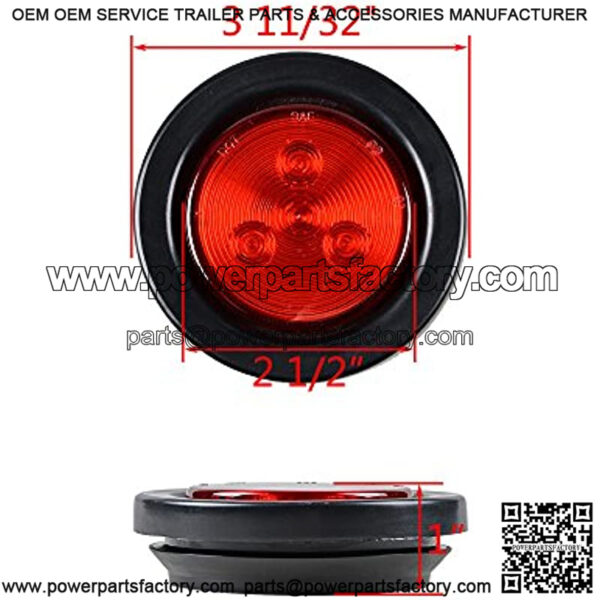 10X 4 LED 2.5" RED Round Brake Tail Stop Marker Light Compatible with Trailer Truck RV UTE UTV - Image 3