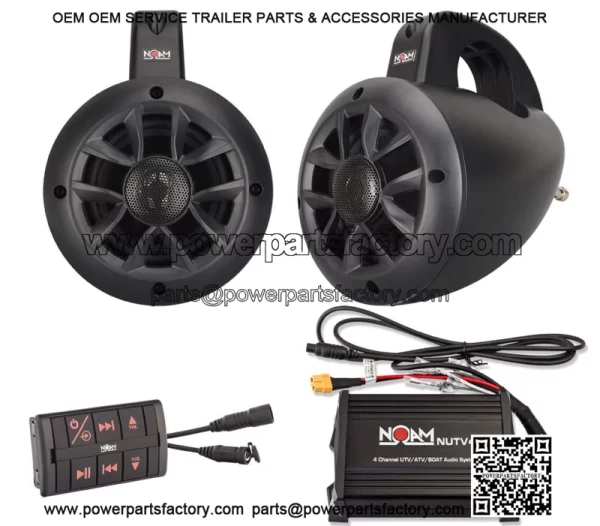 Noam NUTV4 - Marine Bluetooth Rzr Canam Atv Golf Cart Utv Speakers Stereo System (For: John Deere Gator CS)