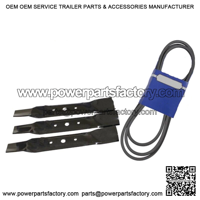 3 Blades & 1 Deck Belt Kit 48" Deck For John Deere Mower L120 L130; 785-704