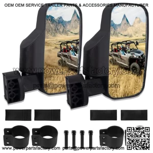 1.75"-2" Breakaway Side Mirrors Rear View Mirror Set For Polaris Ranger RZR UTV (For: John Deere Gator CS)