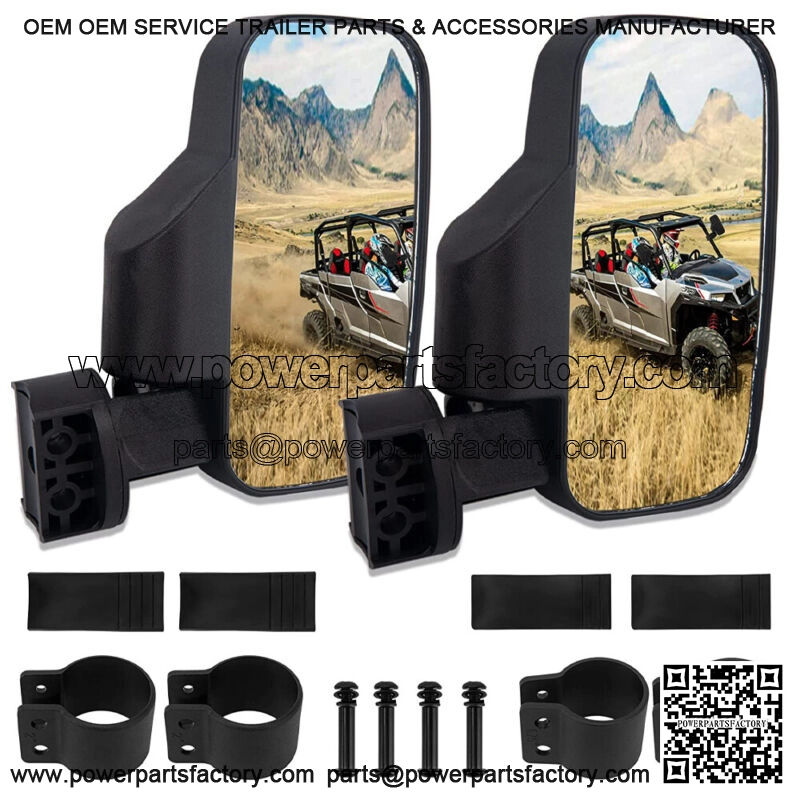 1.75"-2" Breakaway Side Mirrors Rear View Mirror Set For Polaris Ranger RZR UTV (For: John Deere Gator CS)