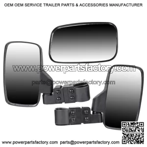 Black Breakaway Side Rear View Mirror for Offroad UTV 1.75 Inch Cage 1998-2019 (For: John Deere Gator HPX HPX815E)
