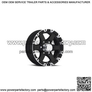 16" Aluminum Black Matt 7-Star 8-Lug Trailer Wheel Rim (6" Width)
