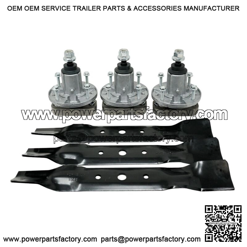 3 Blades 3 Spindles Set for John Deere 48" Deck L120 L130 Mowers GX20250 GY20785 - Image 2