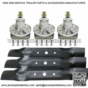 3 BLADES 3 SPINDLES SET 48" DECK FITS JOHN DEERE L130 L120 GY20785 GX20250