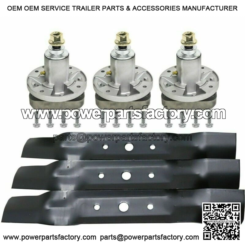 3 BLADES 3 SPINDLES SET 48" DECK FITS JOHN DEERE L130 L120 GY20785 GX20250
