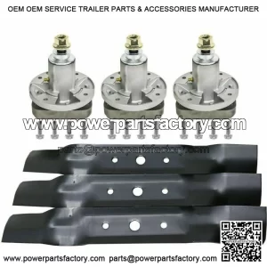 NEW 3 BLADES 3 SPINDLES SET 48" DECK FITS JOHN DEERE L130 L120 GY20785 GX20250