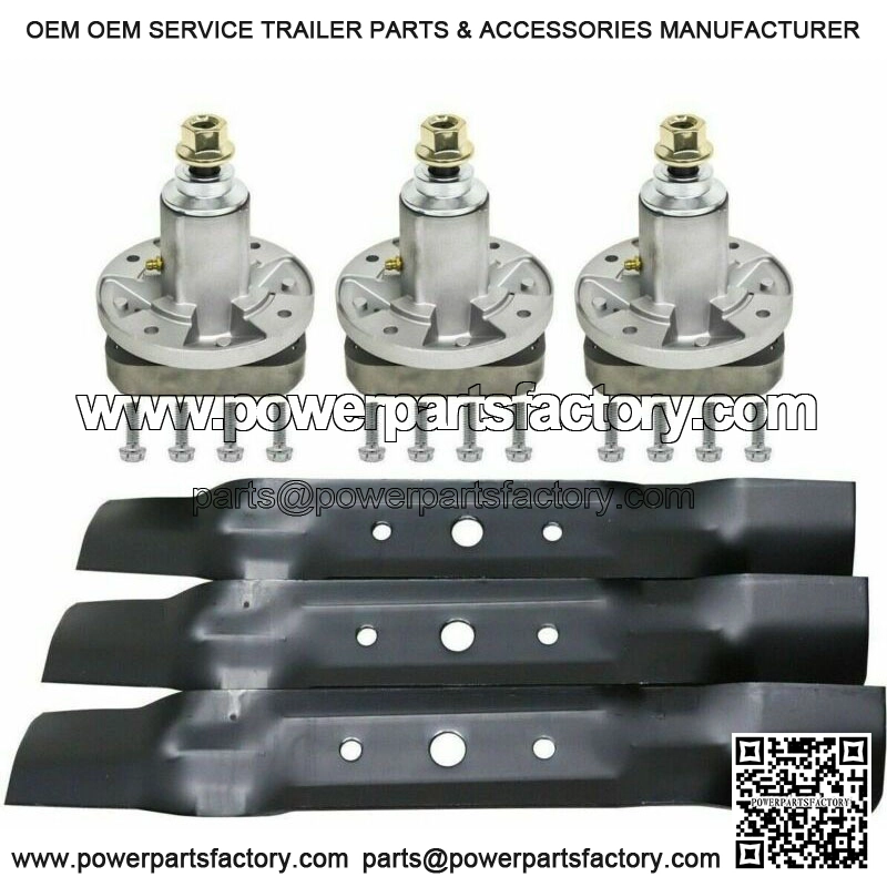 NEW 3 BLADES 3 SPINDLES SET 48" DECK FITS JOHN DEERE L130 L120 GY20785 GX20250
