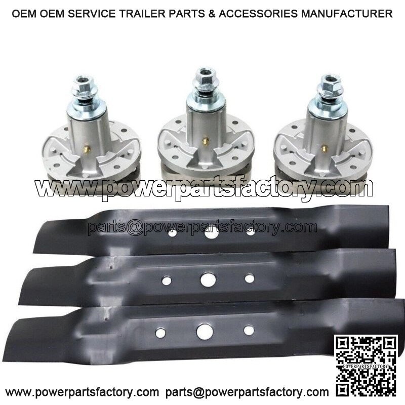 NEW 3 BLADES 3 SPINDLES SET 48" DECK FITS JOHN DEERE L130 L120 GY20785 GX20250 - Image 2