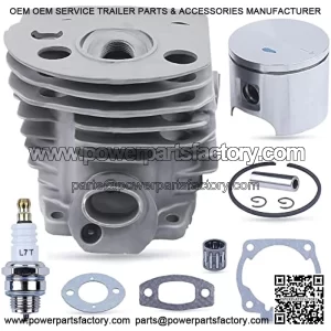 46mm Nikasil Cylinder Piston Kit for Husqvarna 51 55 Rancher Chainsaw, 46mm Piston Cylinder Assembly + Piston Kit + Needle Bearing + Spark Plug + Gasket Replacement