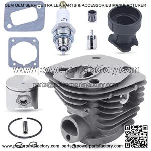 44MM Nikasil Plated Chainsaw Cylinder Piston Gasket Replacement Parts Kit for Husqvarna 351 353 346XP with Intake Manifold Needle Bearing Spark Plug