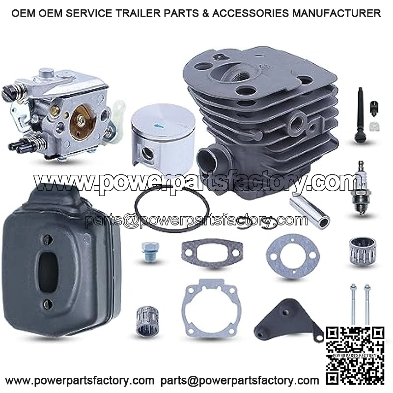 46mm Cylinder Piston Carburetor Muffler Kit For Husqvarna 55 51 Chainsaw Parts, Cylinder, Pin, Ring, Circlip, Muffler, Muffler Bracket, Muffler Gasket, Muffler Bolt w Nut