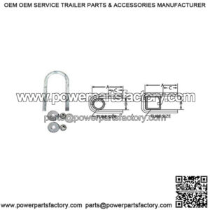 1/2" Galvanized Round U-Bolt,  2-3/8" x 5-3/8"