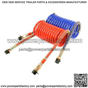 15' Standard-Duty Coiled Air Hose Assembly, 1-Pair