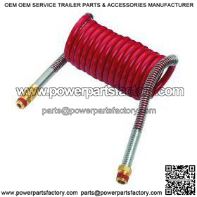 15' Heavy-Duty Coiled Air Hose Assembly, Red