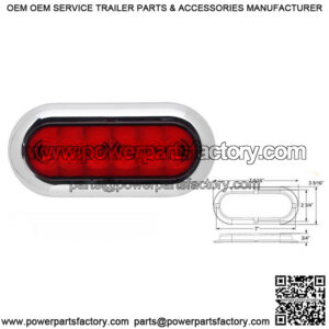 LED 6" Oval Chrome Flanged Red Trailer Tail Light