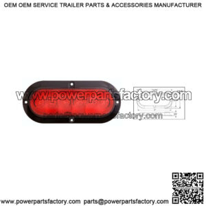 LED 6" Oval Flanged Red Vehicle / Trailer Tail Light