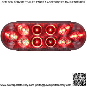 LED 6" Oval Red w/Clear Lens Trailer Tail Light