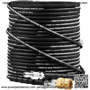 Kink Resistant Pressure Washer Hose 100FT, Wear Resistant 4000PSI Power Washer Hose with 3/8" Quick Connector, Steel Wire Braided Hot & Cold Water 1/4" Replacement Extension Hose