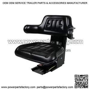 Tractor Seat w/ Backrest Black Base & Slide Track Mower Forklift Seating