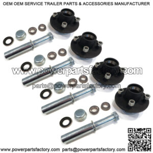 (Pack of 4) Trailer Axle Kits with 4 on 4" Bolt Idler Hub & 1" Round BT8 Spindle