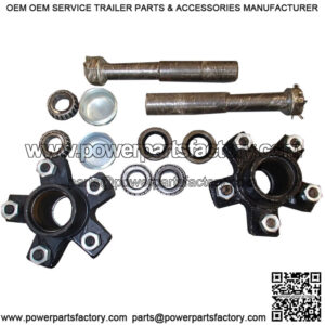 (2) Trailer Axle Kits 2,000 lbs 5 on 4.5" Bolt Pattern Idler Hubs Round Spindles