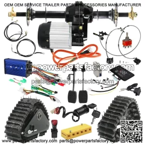 72V 1500W Differential Motor Rear Axle Kit with Snow Sand Tracks for Electric ATV Golf Cart Go Kart