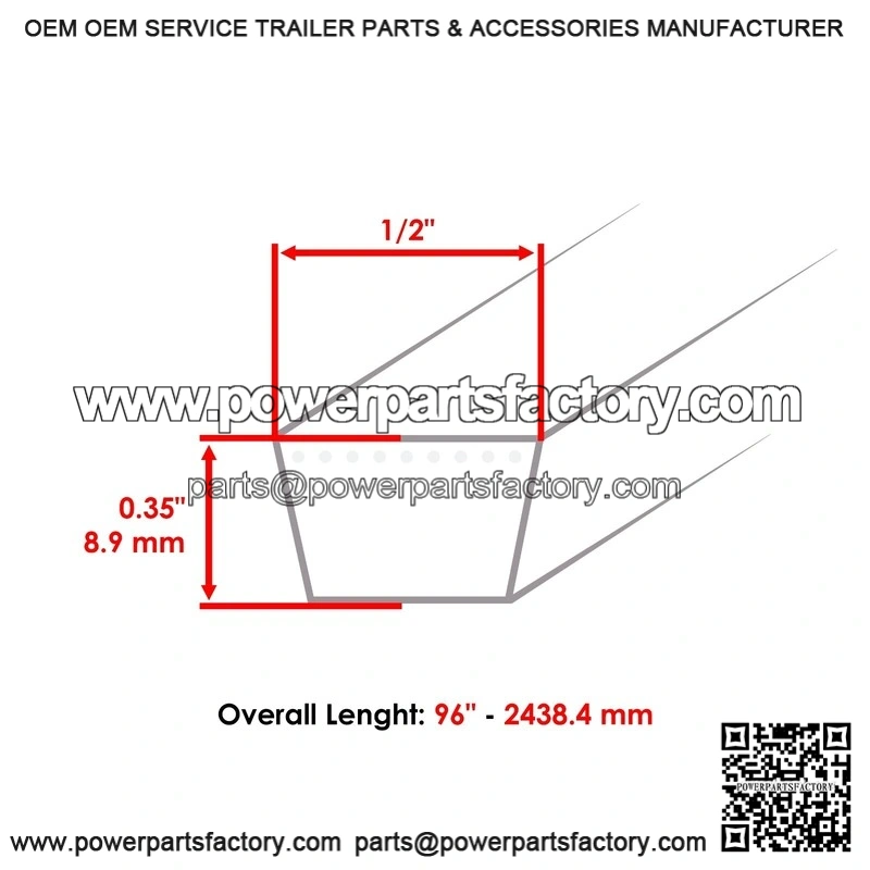 96" x 1/2" Deck Belt for Husqvarna, Dixon & Poulan ?C Replaces 532408381, 584453301 - Image 2
