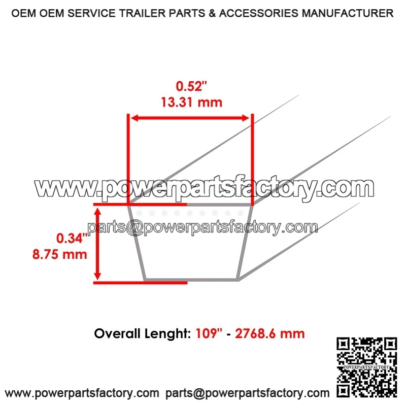 109" x 1/2" Deck Belt for MTD ?C Replaces 954-04045, 754-04045, 265-195 - Image 2