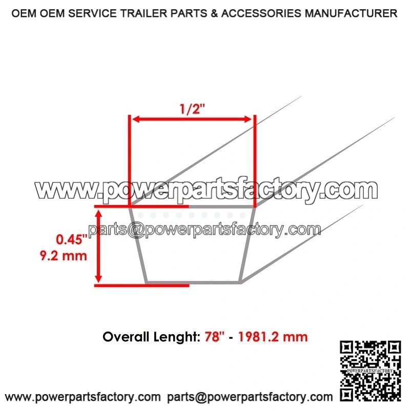 78" x 1/2" Drive Belt for White Outdoor P616, Q62GP, SLT-5400 - Image 2