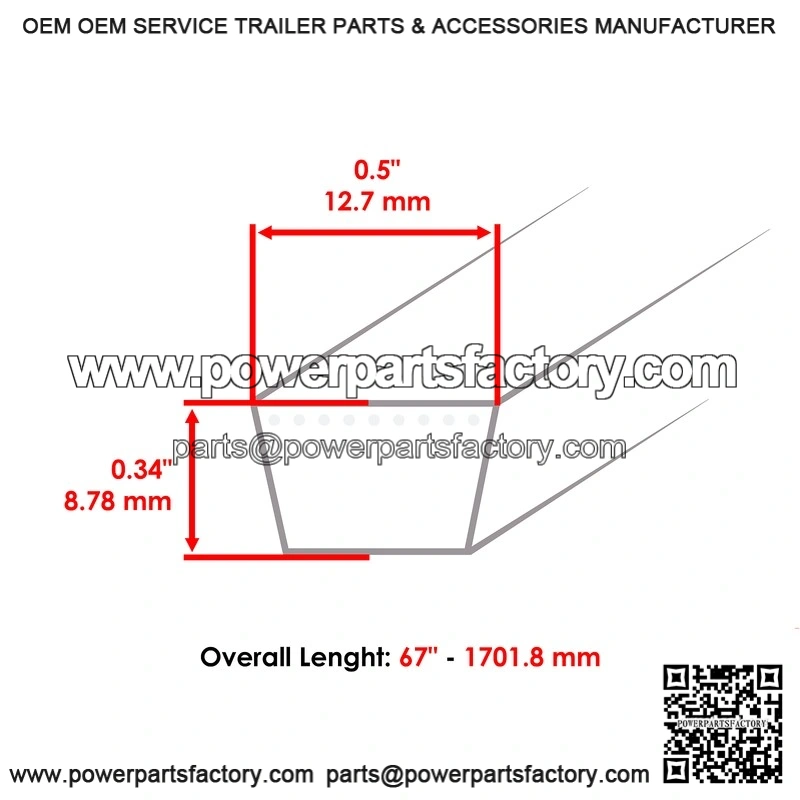 67" x 1/2" Deck Belt for Cub Cadet & MTD ?C Replaces 754-04317, 954-04317A - Image 2
