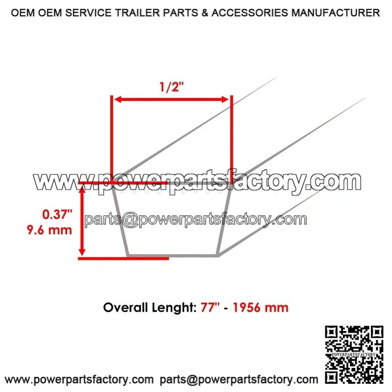 54-Inch Deck Belt for Cub Cadet GT1054 GTX1054 GT2754 - 954-04244A 1/2" x 77" V-Belt - Image 2
