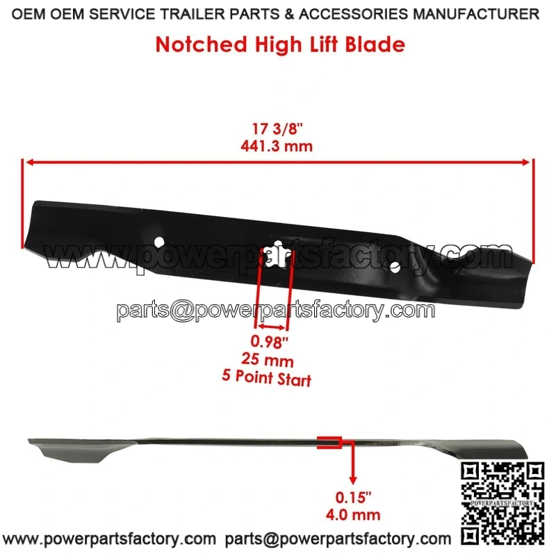 17-3/8" 5-Point Star Notched High-Lift Blade ?C Fits 50" Deck Husqvarna & Poulan - Image 2