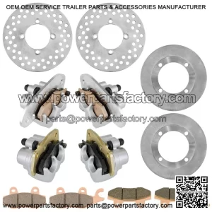 For Yamaha Rhino 700 YXR700 4X4 08-13 Front Rear Brake Caliper Disc Rotor With Pad