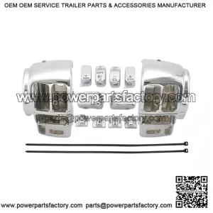 Chrome Hand Control Switch Housing Cover & 10x Button Cap ?C for Harley Touring 96-13