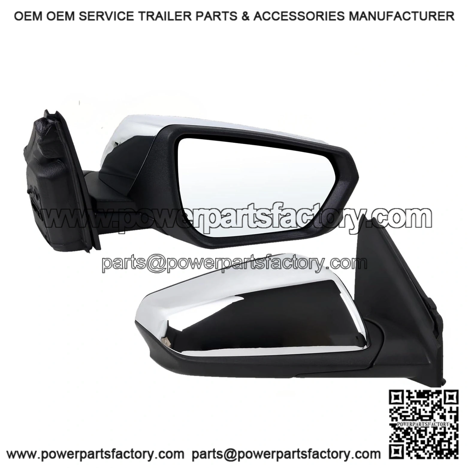Right Passenger Side Mirror Compatible With 2018-2024 Chevy Equinox, Manual Folding, Power Glass, Heated, Chrome, Replace # 84225383 (5 Pins)