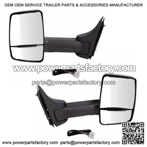 2pc Tow Mirror, Power, Textured Black Set LH RH Sides for GM Cutaway Van Box Truck