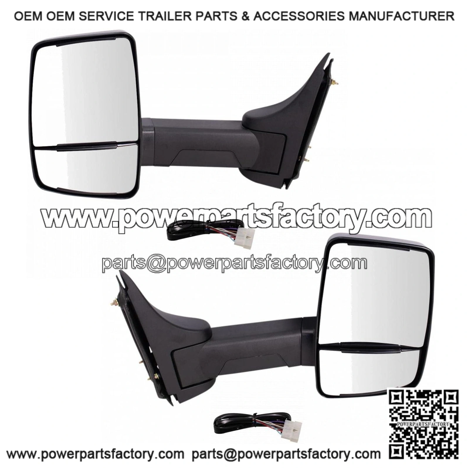 2pc Tow Mirror, Power, Textured Black Set LH RH Sides for GM Cutaway Van Box Truck