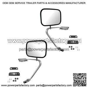 Driver and Passenger Side Mirror Assembly Set, Manual, Smooth, Foldaway, Compatible with 1980-1991 Ford F-150, 1987-1991 Ford Bronco