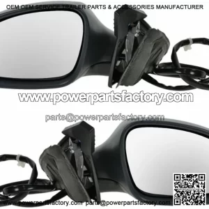 2 Piece Driver and Passenger Side Mirror Assembly Set, Electric Adjustment, Heated, No Memory, Gray, Compatible with 2006-2010 Volkswagen Passat (VW1320136 VW1321136)