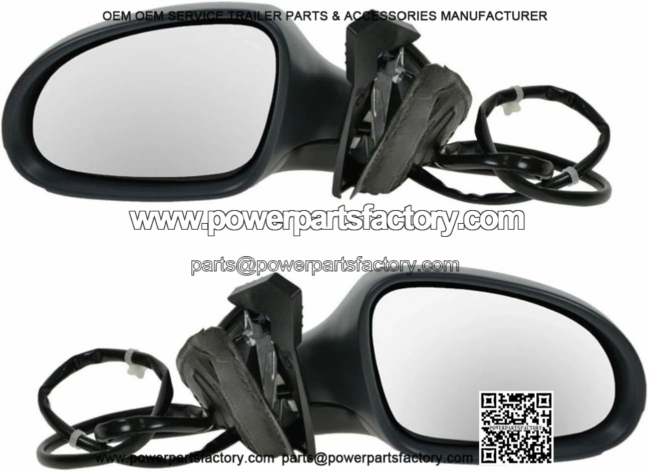 2 Piece Driver and Passenger Side Mirror Assembly Set, Electric Adjustment, Heated, No Memory, Gray, Compatible with 2006-2010 Volkswagen Passat (VW1320136 VW1321136)