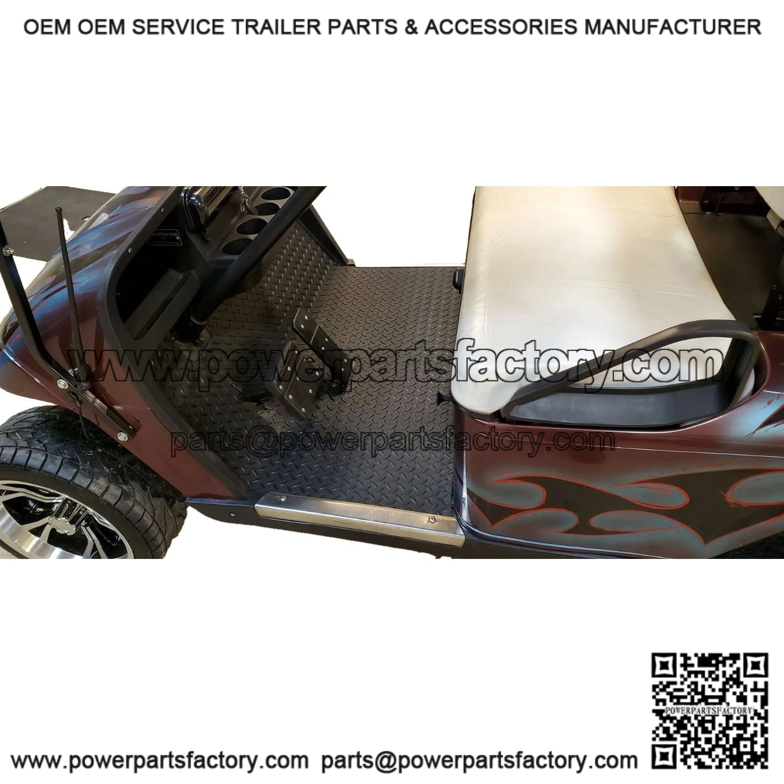 Black Rubber Diamond Plate Floor Mat for EZ-GO TXT 1996 to Current Golf Cart
