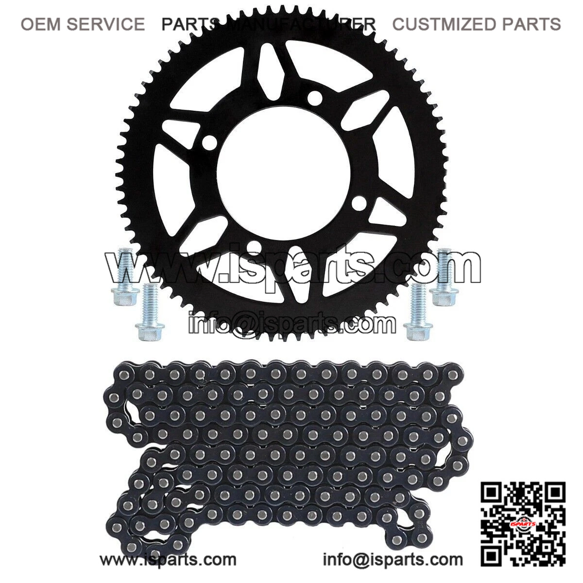 219 Pitch #219H Chain (112L+) and 76mm 76T Rear Sprocket, designed for ATV Quads and Mini Bikes.