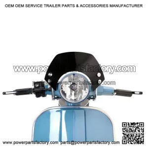 SMALL BLACK FLYSCREEN WITH CHROME BRACKETS ?C For Vespa PX, LML, Star