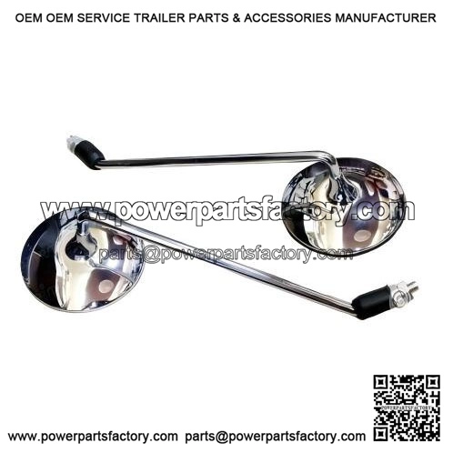 Long Stem Round Side Rear View Mirrors with Brackets for Vespa PX Lusso, LML & P200.