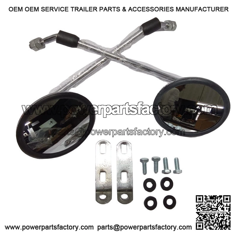 Chrome Headset Mirrors (Left & Right) with Brackets for VESPA PX 125, P200E & PX150.